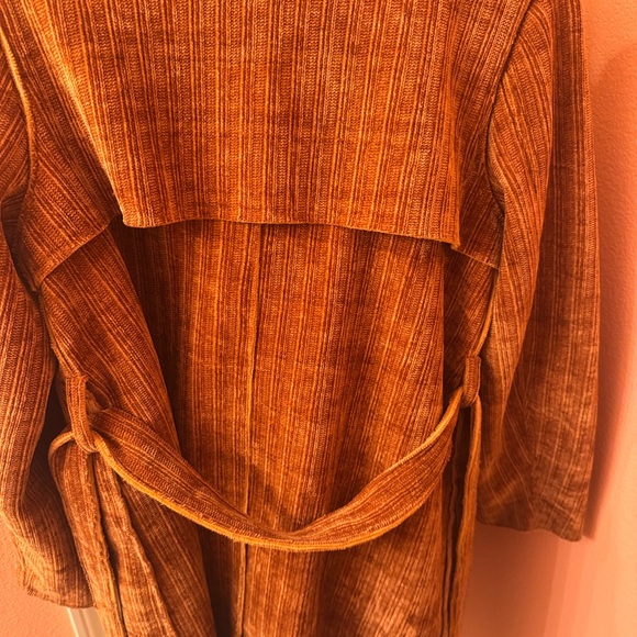 Davi & Dani boutique Corduroy velvet soft Trench Coat style rust orange duster - Picture 5 of 5